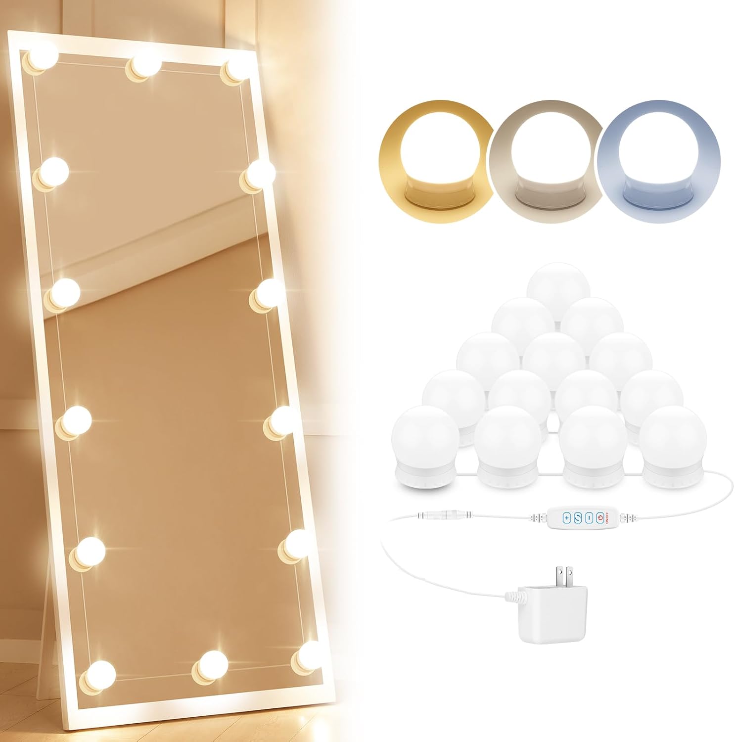 14 Bulbs LED Vanity Lights For Mirror, 3000K 4500K 8000K & 10 Level