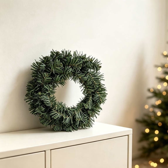 14" Canadian Pine Artificial Christmas Wreath, Faux Pine Christmas Wreath, Seasonal Indoor Home Decor