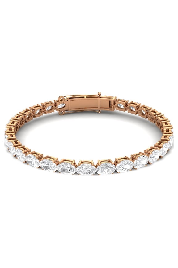 14 Carat Moissanite Diamond E Color VS1 Clarity Brilliant Cut 925 Sterling Silver Rose Gold Plated Solitaire Tennis Bracelet
