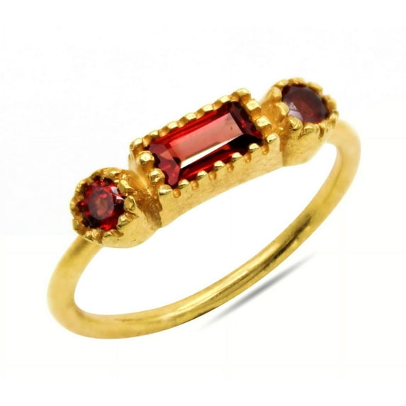 14 Carat Red Garnet Gold Ring-Emerald Cut Garnet Cocktail Ring-Unique Red Garnet Vintage Ring-Big Garnet Statement Ring For Bridesmaid