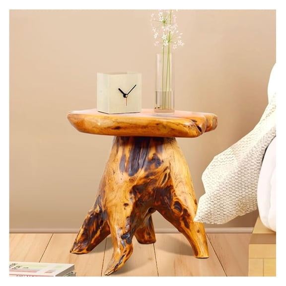 14 Cedar Tree Stump Stool, Live Edge Side Table, Wood End Table, Small Plant Stand, Mushroom Stool, for Outdoor, Living Room, Garden