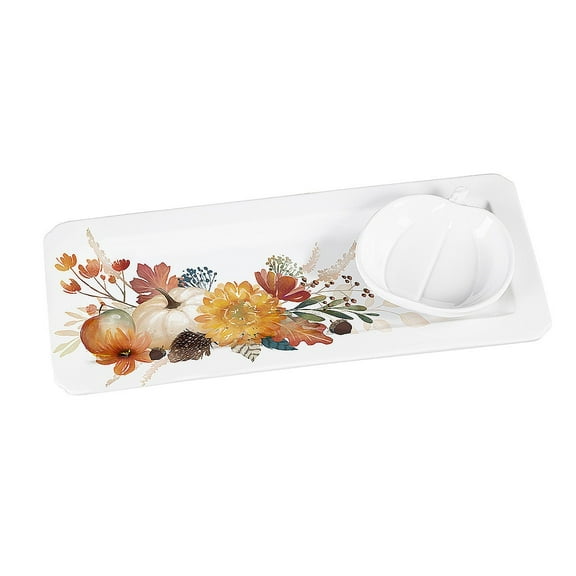 14" Ceramic Serving Platter with Pumpkin Shaped Dish