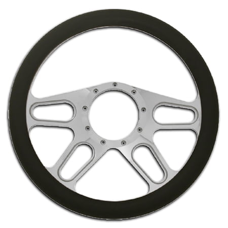 14" Chrome Billet Aluminum Steering Wheel With Half Wrap 9 Hole Fits GM Spline