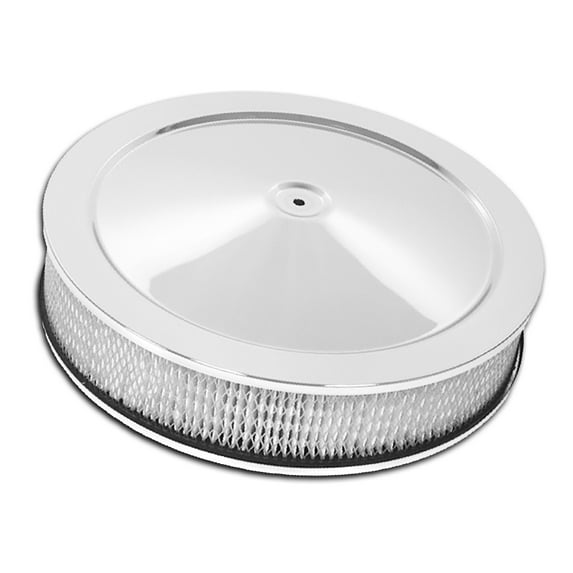 14" Chrome Round Air Cleaner Set Recessed Base For 5-1/8 Inch Carburetor Neck