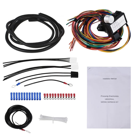 14-Circuit Wire Wiring Harness Universal for Cars Trucks Golf-Carts Pickups