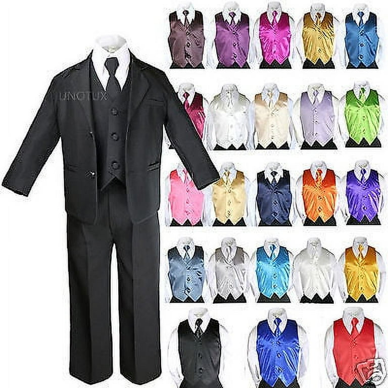 14 Color 7pcs Boys Teen Formal Party Black Tuxedos Suits Vest