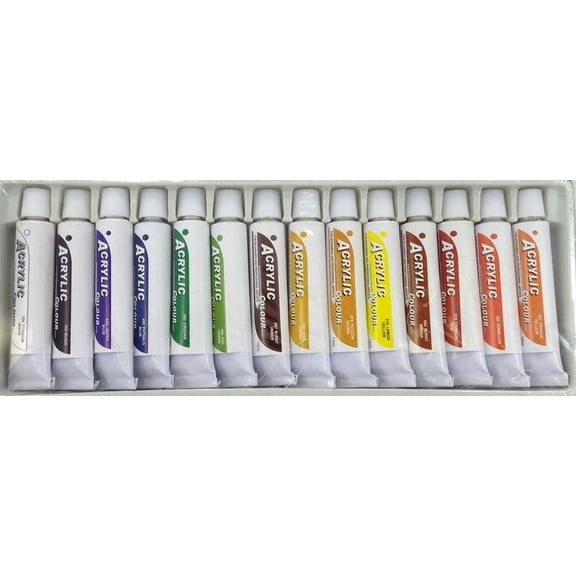 14 Color Acrylic Rainbow Pigments Artist Paint Set - Fourteen 12ml Tubes