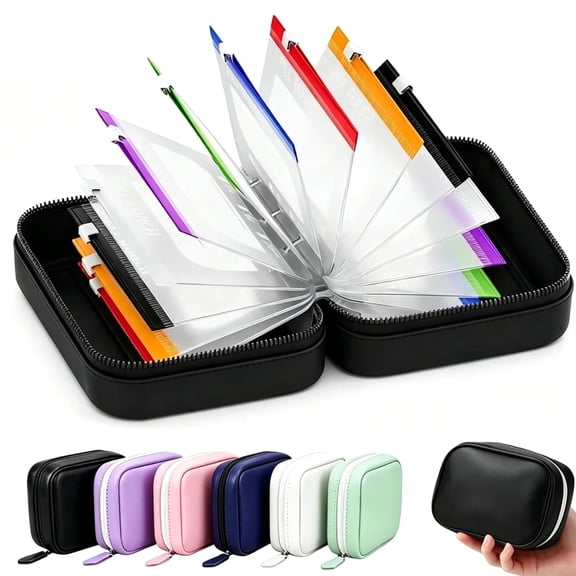 14 Color-Coded Travel Medicine Pouches, Waterproof Pill Organizer, Portable Storage for Pills, Vitamins & Supplements, Black