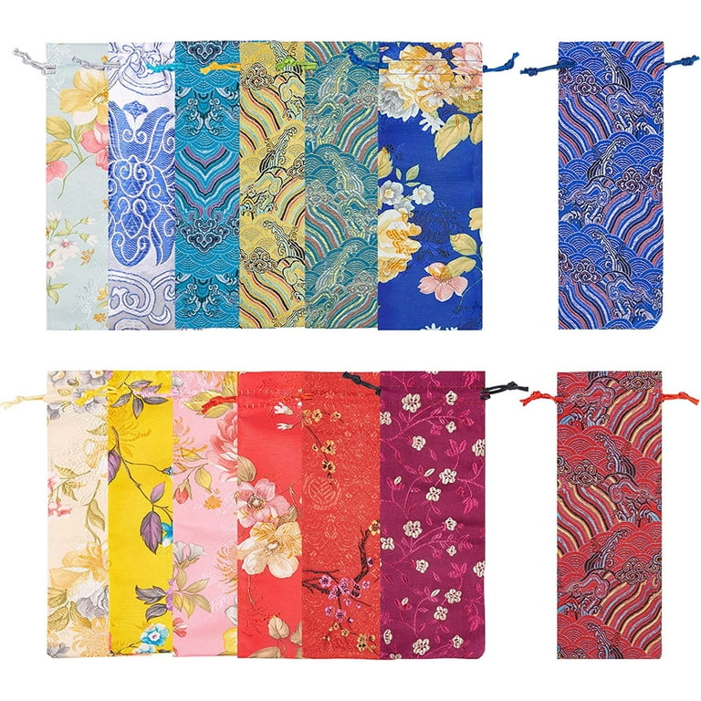 14 Color Silk Brocade Pouches 3x8.6 Inch Drawstring Gift 14 Color Silk Brocade Pouches 3x8.6 Inch Drawstring Gift