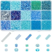 SFTD 3600pcs 3mm Seed Beads 8/0 Blue Waist Beads 8 Colors Ocean Sea Blue Friendship Craft Beads Small Pony Bead Mini Spacer Bead for Friendship Bracelet Making Summer Seaside Beading Weaving