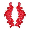 thumbnail image 1 of 14 Colors 9"x3" Floral Embroidered Sheer Organza Motif Applique Patch by Pair (2 Pieces) (Red), 1 of 3