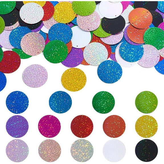 14 Colors Flat Round Sequin 1.9 Inch Large Sequins 140pcs Colorful Loose Sequins Glitter Sequin Paillettes Embellishment Sequins with Double Holes for DIY Craft Party Wedding Decor