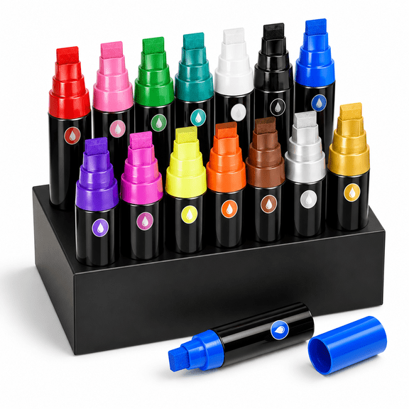 14 Colors Window Chalk Markers, 10mm 3-in-1 Nib Washable Erasable Pens