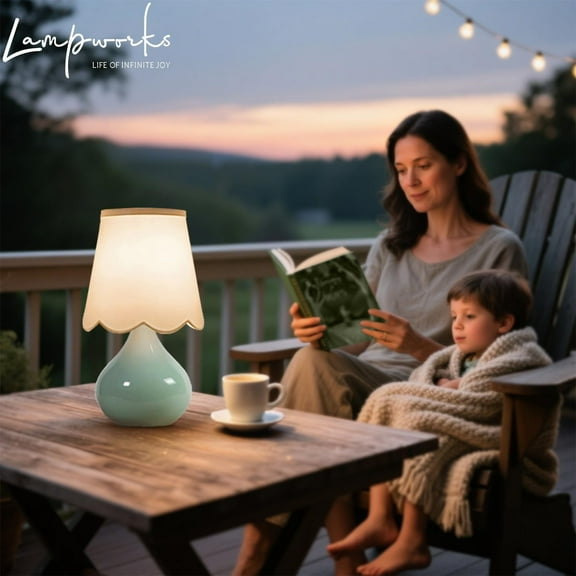 14'' Cordless LED Table with Dimmer, Ceramic Base, Rechargeable & 3-Level Brightness, Linen Shade for Cozy Room Decor