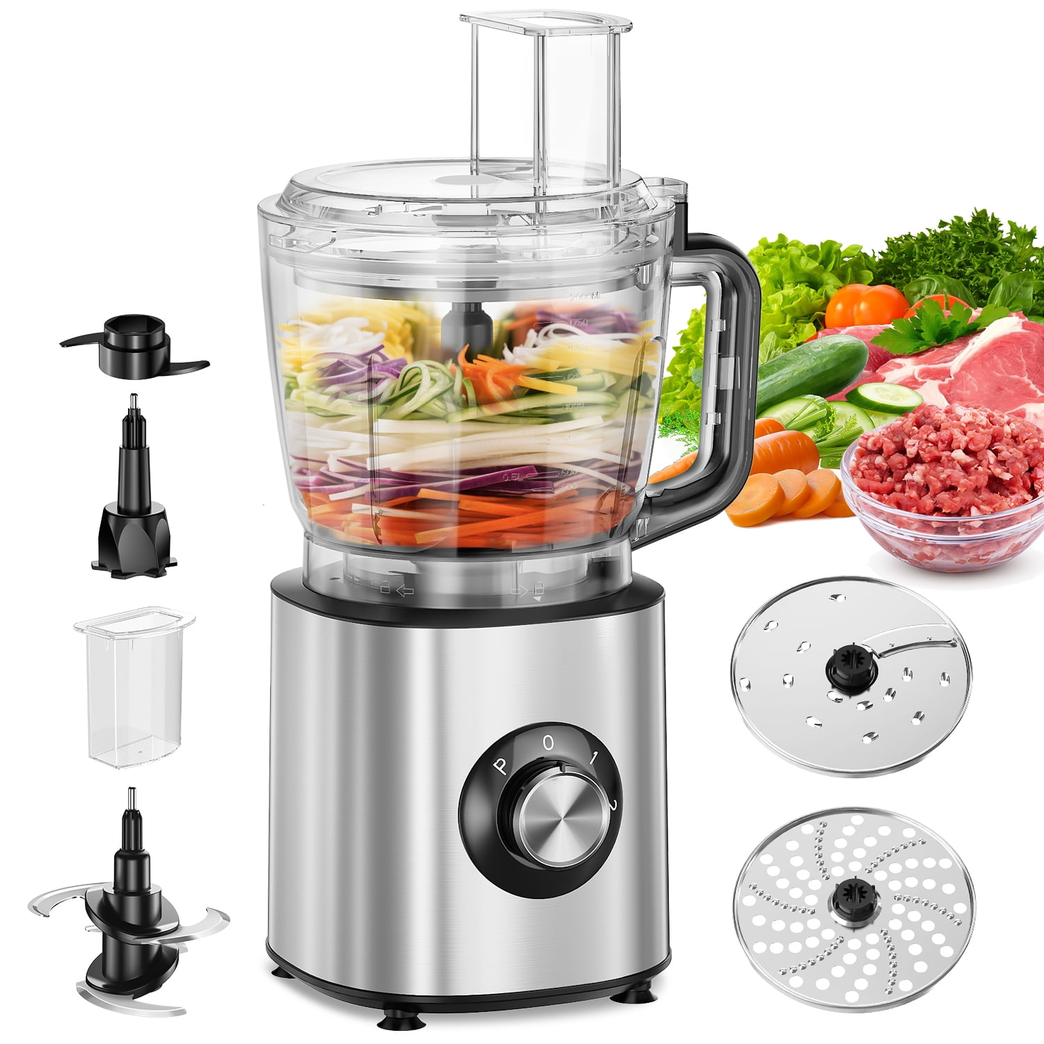 TINANA 6-in-1 Food Processor, 10 Cup 1000W Electric Vegetable Chopper, Multifunctional Slicer, Food Shredder, Dough Mixer, BPA Free, Dishwasher Safe Kitchen Appliance for Family Cooking and Meal Prep - Walmart.com