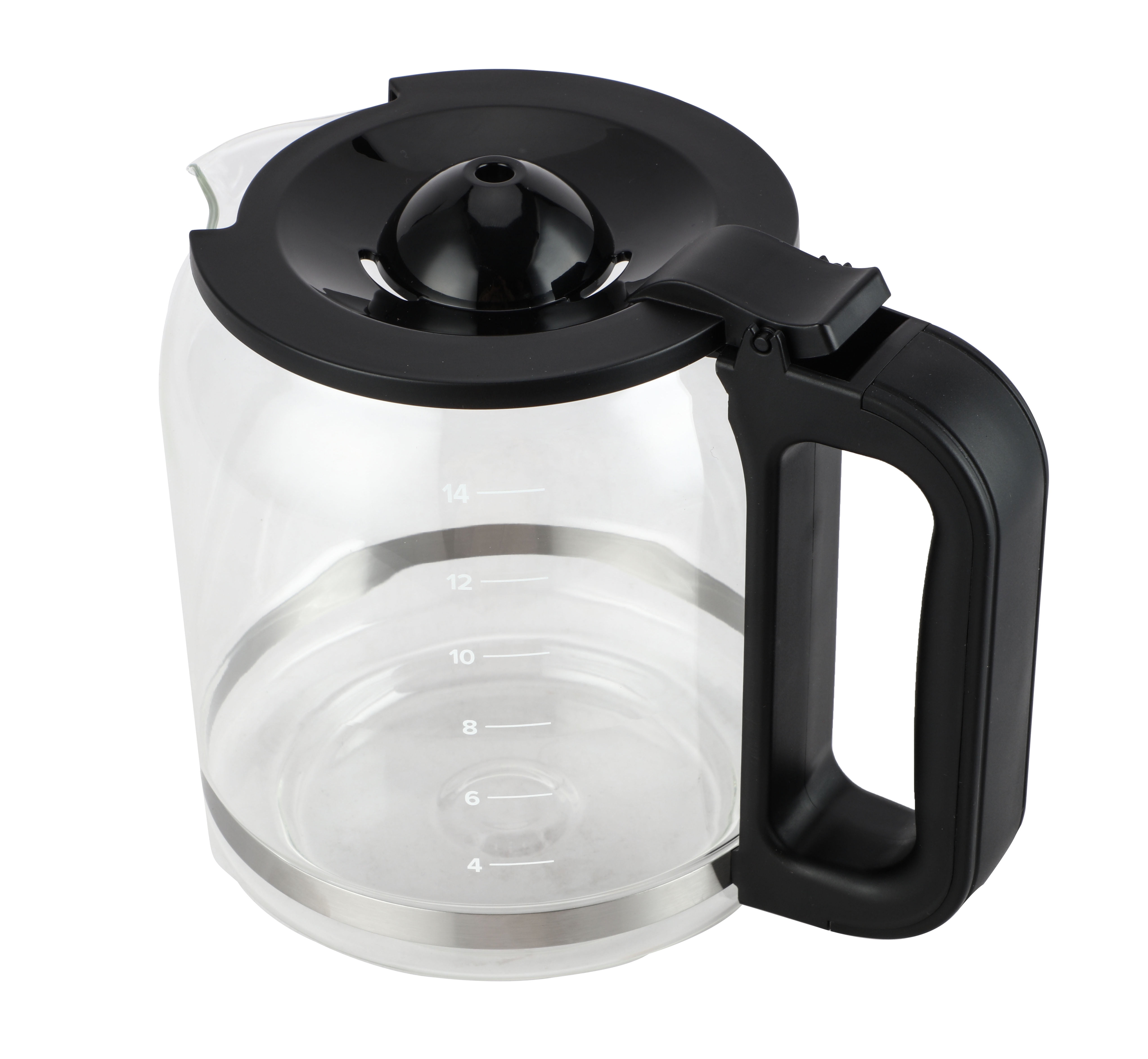 14 Cup Glass Coffee Pot Replacement for Mr. Coffee Coffee Machine BVMC-PC14BL2, Black handle