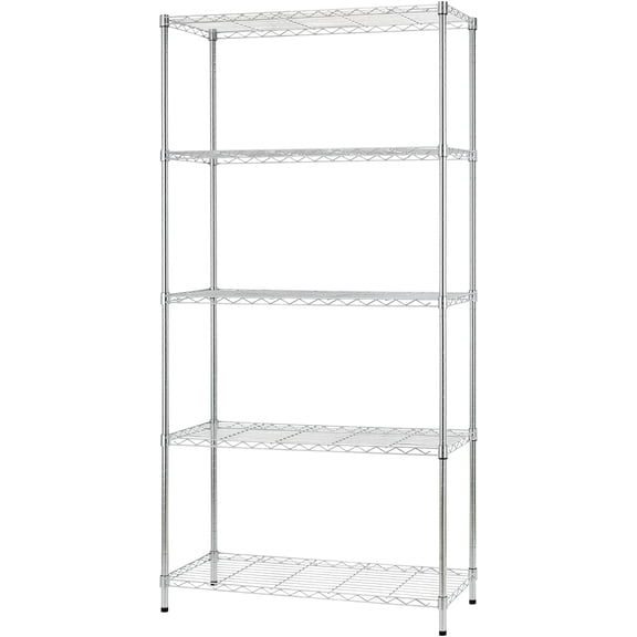 14" D36" W72" H Wire Shelving Unit Metal Shelf with 5 Tier Adjustable Layer Rack Commercial Strong Steel for Restaurant Garage Pantry KitchenChrome