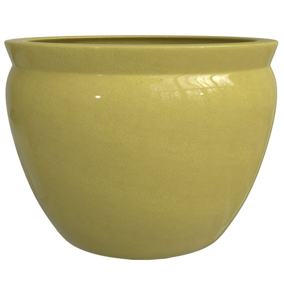 Red Lantern 14" Daffodil Yellow Porcelain Fishbowl Planter