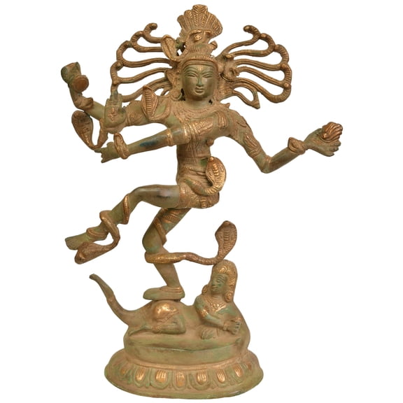 14" Dancing Shiva Brass Sculpture | Handmade | Made in India - Brass Sculpture