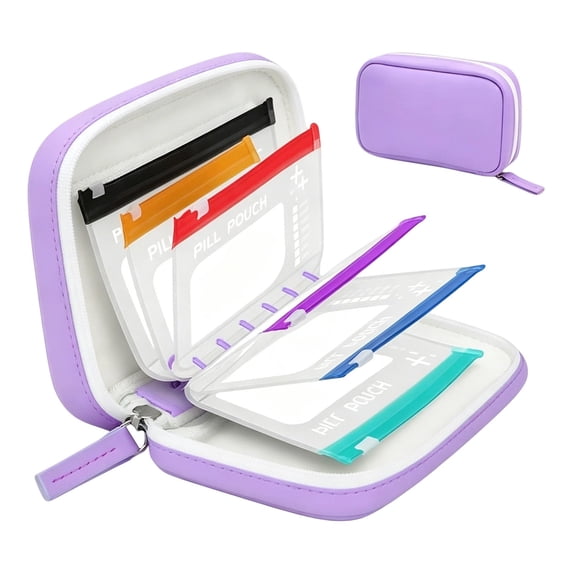 14-Day Pill Pouch Organizer, Reusable Travel Vitamin Case & Medication Holder, Portable Daily Pill Organizer & Supplement Bag, For Home Travel Daily Use(14Pcs-Purple)