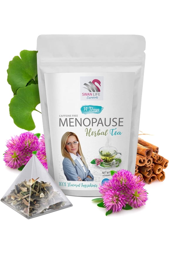 14 Days MENOPAUSE Herbal Tea - caffeine free - Hormonal Balance - Hot Flashes black cohosh, gingko, red clover, cinnamon chip, green tea, licorice, menopause support tea