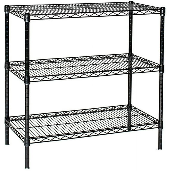 14" Deep x 24" Wide x 54" High 3 Tier Black Starter Shelving Unit