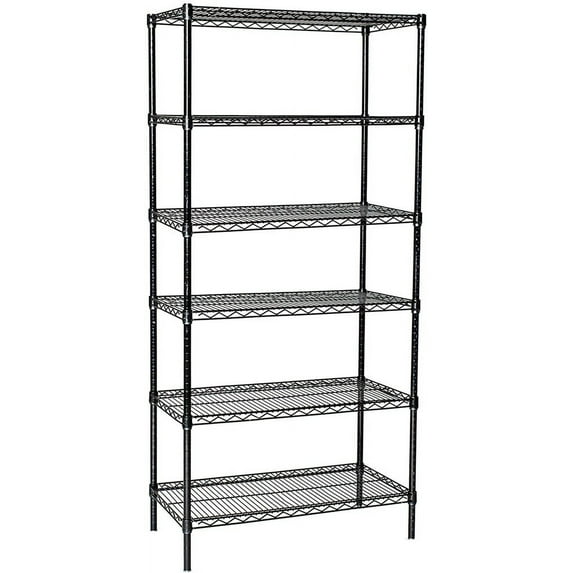 14" Deep x 30" Wide x 63" High 6 Tier Black Starter Shelving Unit