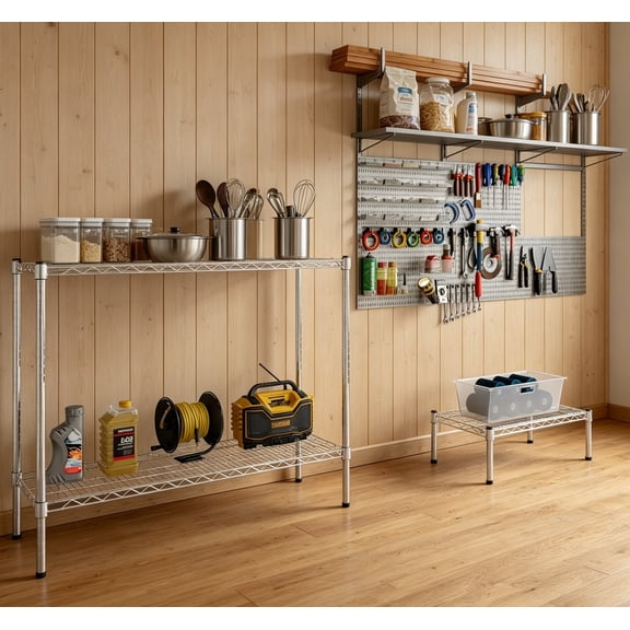 14" Deep x 42" Wide x 34" Height Wire Shelving Kit, 2-Tier Commercial Storage Rack Unit