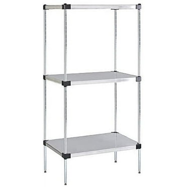 14" Deep x 54" Wide x 74" High 3 Tier Stainless Steel Solid Starter Shelving Unit