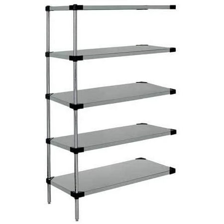 14" Deep x 54" Wide x 96" High 5 Tier Solid Stainless Steel Add-On Shelving Unit