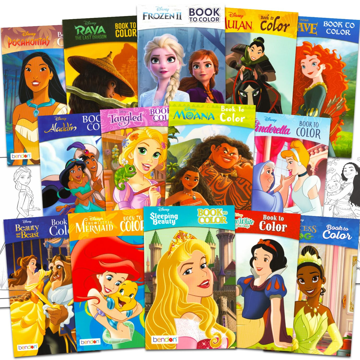 14 Disney Princess Small Coloring Books for Kids - Bulk Coloring Bundle Classroom Rewards, Prizes, PreK Kindergarten Party Favors with Moana, Frozen, More | Mini Activity Books for Girls