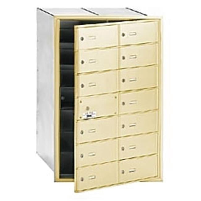 14 Door 4B+ Horiz Mailbox in Sandstone Front Loading USPS Access