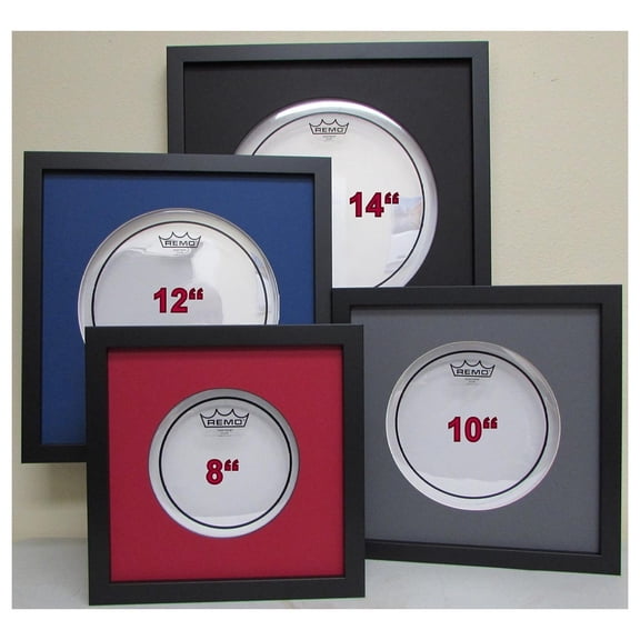 14" Drum Head Display Frame Set Black Frame Black Matting Easy Mount