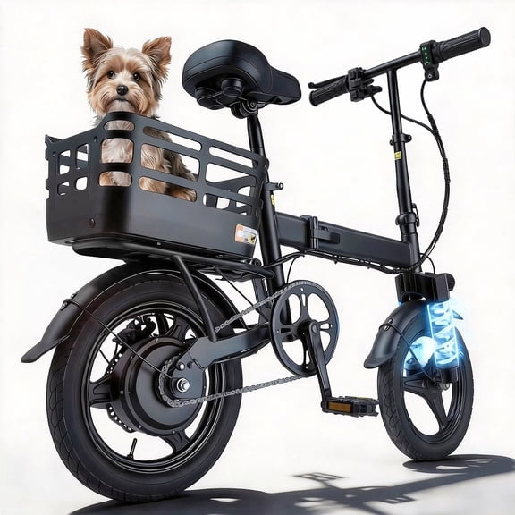 14" Electric Bike for Adults, 500W Peak Motor,20MPH 35Mi Range, 36V 432Wh Hidden Battery with Rear Basket, Mini Commuter Ebike Portable Design, UL2849,Class2
