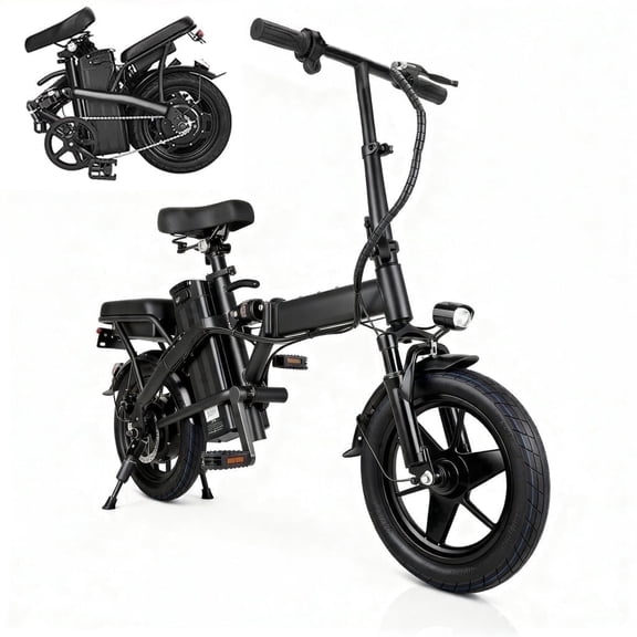 14" Electric Bike for Adults & Teens 14+,500W Motor Folding Ebike, 20MPH & 18-32 Miles Range,Removable 36V12Ah Battery,Rear Disc Brake&Rear Seat,Commuting/City E-Bike.UL2849