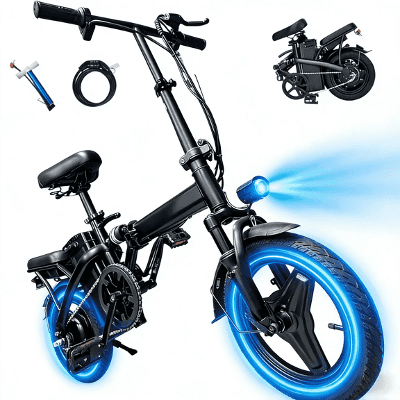 14" Electric Bike for Teenager and Adults, Peak 500W Motor 36V 12AH Folding E-Bike, 20 MPH 20+ Miles Range, Mini Ebike for City Commuter, UL2849