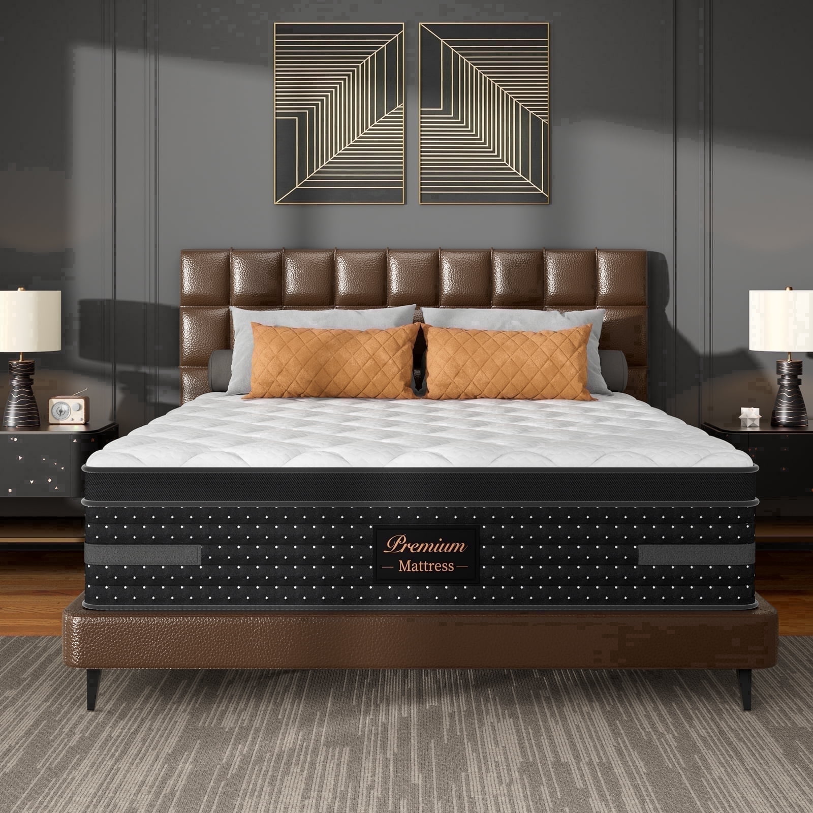 14" Queen Mattress, Extra Firm Hybrid Mattress with Cooling Gel Memory Foam, Euro Top Fiberglass Free, 365-Night Trial CertiPUR-US