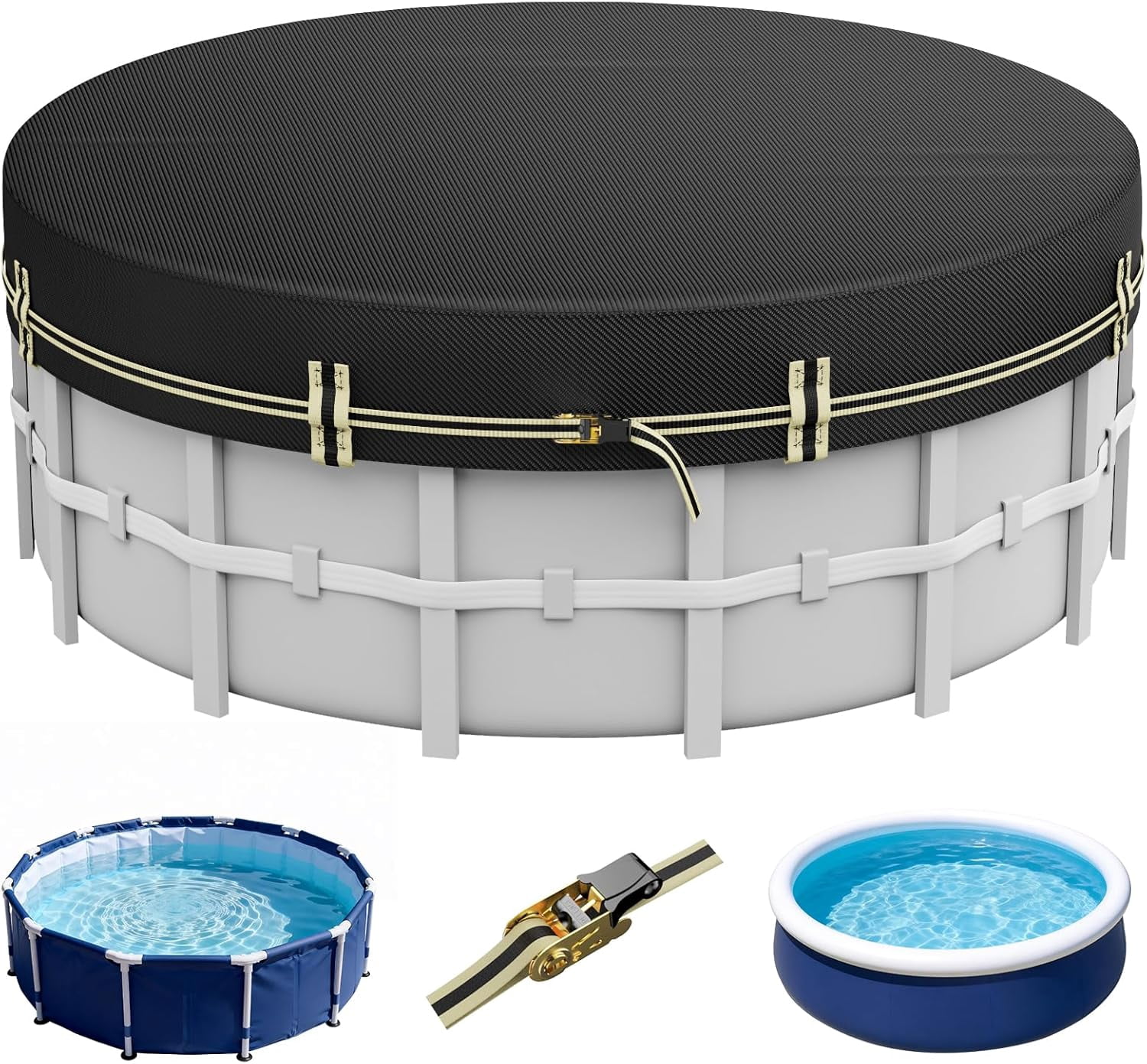 14 FT Round Pool Covers for Above Ground Pools, 500D Pool Solar Cover ...