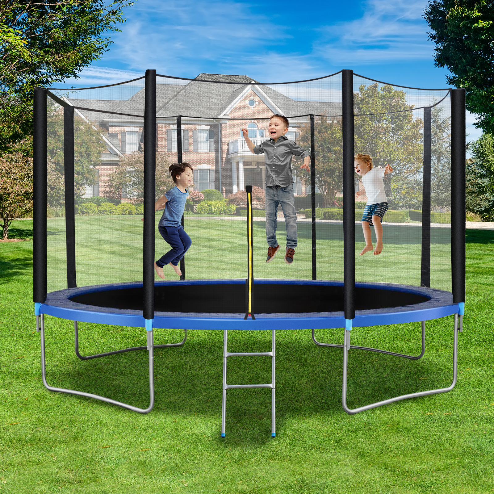 SereneLife SLTRA10BL Home Backyard Sports Trampoline Large Outdoor