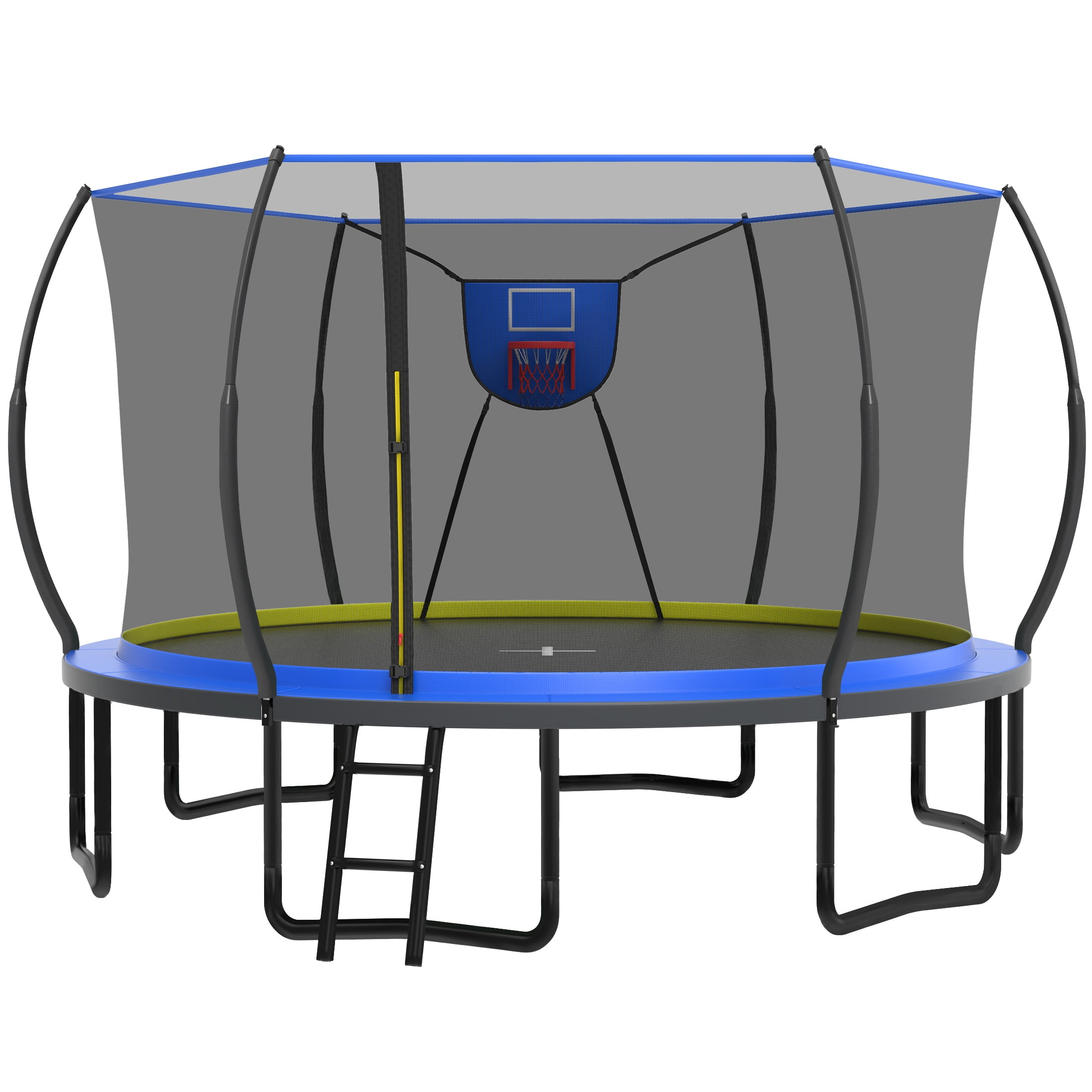 14 Ft Trampoline for Kids and Adults, Outdoor Trampoline with Fiberglass Rods and Smart Zipper System Zero Gaps, Segmart Recreational Trampoline with Enclosure Net, 880LBS Heavy Duty Trampoline