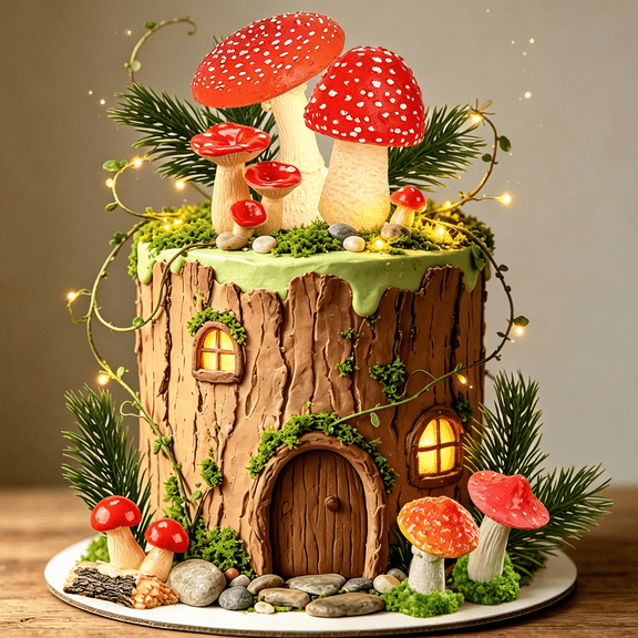 14 Fantasy Forest-Themed Cake Decorations - Mushroom Cake Toppers Perfect for Birthday Parties, Anniversaries, and Themed Gatherings