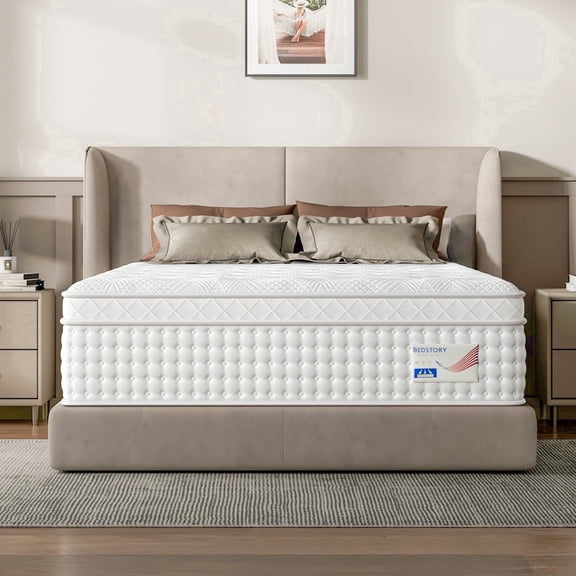 14'' Firm Queen Size Mattress, Luxury Hybrid Mattress in a Box for Zoned Pressure and Pain Relief, Deep Sleep Mattresses, Motion Isolation, Fiberglass Free