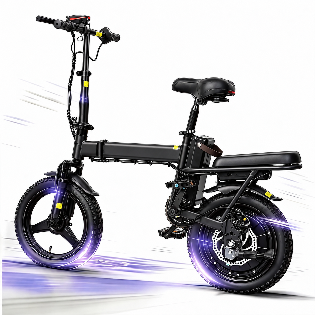 14" Electric Bike for Adults,500W Motor Folding Ebike, 19MPH & 18-32 Miles Range,Removable 36V12Ah Battery,Rear Disc Brake&Rear Seat,Commuting/City E-Bike.UL2849, Class2