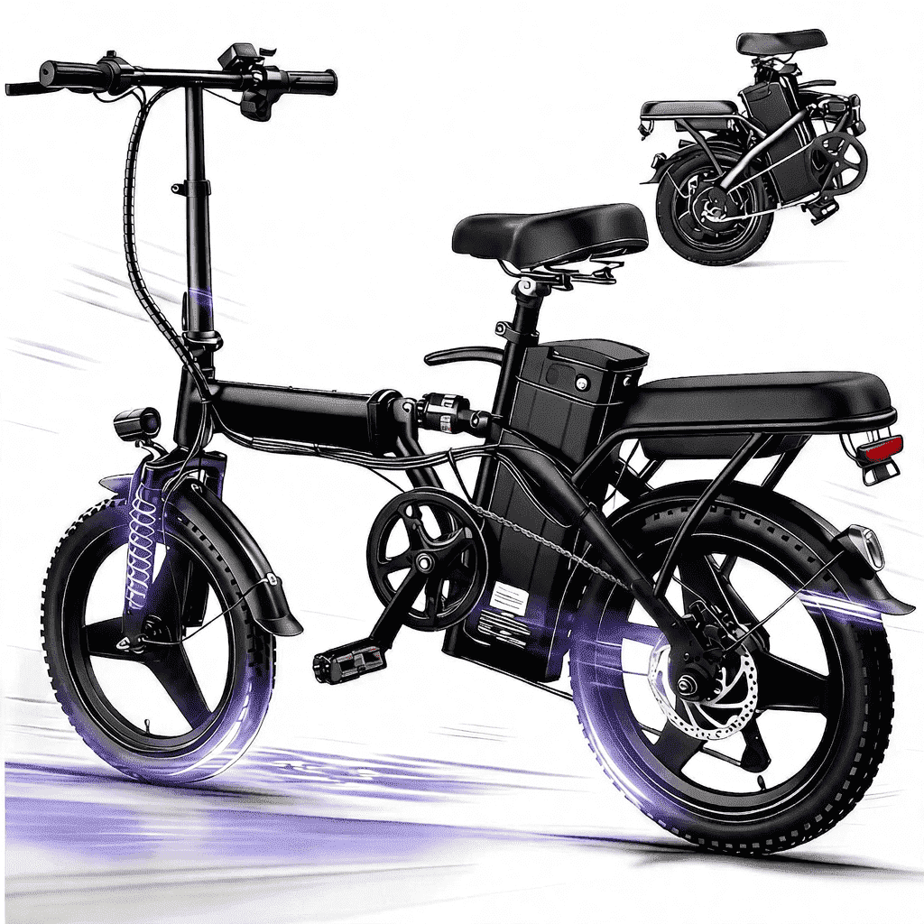 14" Foldable Electric Bike for Adults, 500W Peak Motor, 36V 12Ah Removable Battery, 19 MPH, 18-35 Miles Range, Suitable for Commuting, Shopping, or Trip, UL 2849, Class2