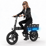 14" Foldable Commuter Electric Bike with Basket for Adults, 500W Peak Motor, 36V 12Ah Battery, 19 MPH, 15-35 Miles Range, Suitable for Commuting, Shopping, or Trip, UL 2849, Class 2