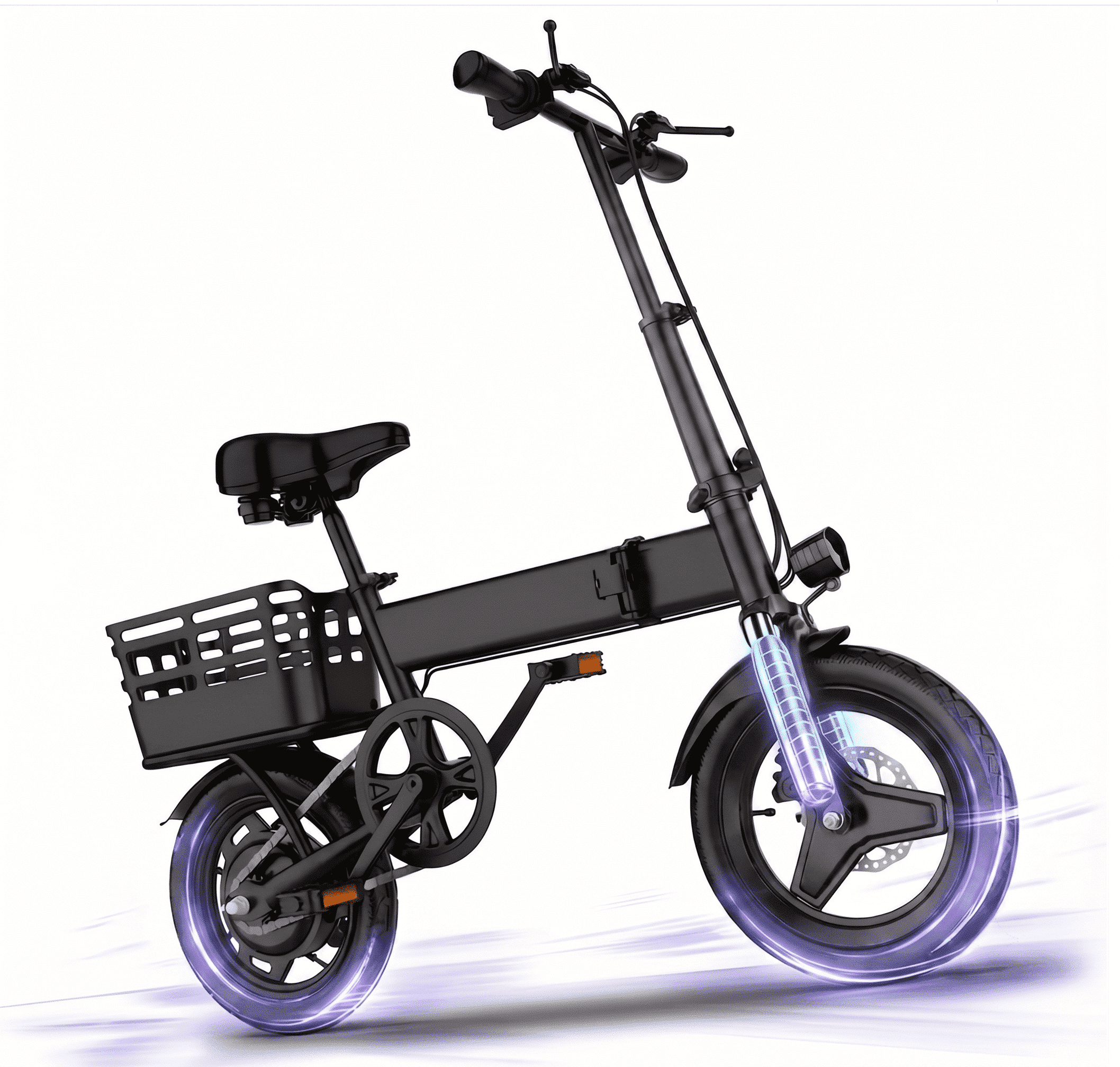 14" Foldable Commuter Electric Bike with Basket for Adults, 500W Peak Motor, 36V 12Ah Battery, 19 MPH, 35 Miles Range, Suitable for Commuting, Shopping, or Trip, UL 2849