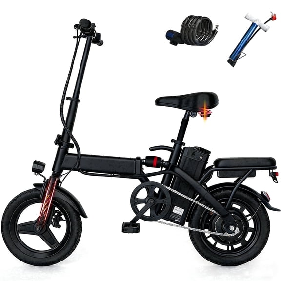 14"Folding Electric Bicycles,Peak 500W Motor 30 Miles 20MPH,Removable Battery,E Bike for Adults with Max 15°Uphill,UL2849