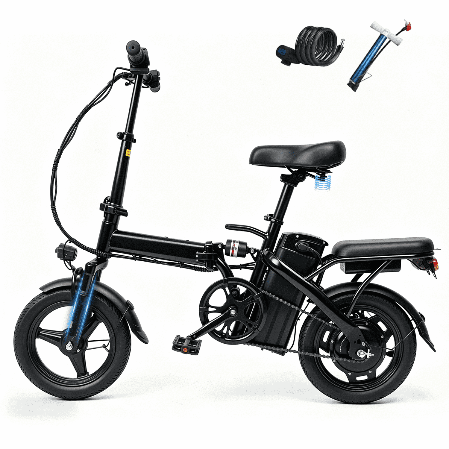 14"Folding Electric Bicycles,Peak 500W Motor 30 Miles 20MPH,Removable Battery,E Bike for Adults with Max 15°Uphill,UL2849