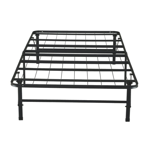 Naomi Home Twin Size Foldable Metal Bed Frame - Coated Steel Mattress Foundation, Black