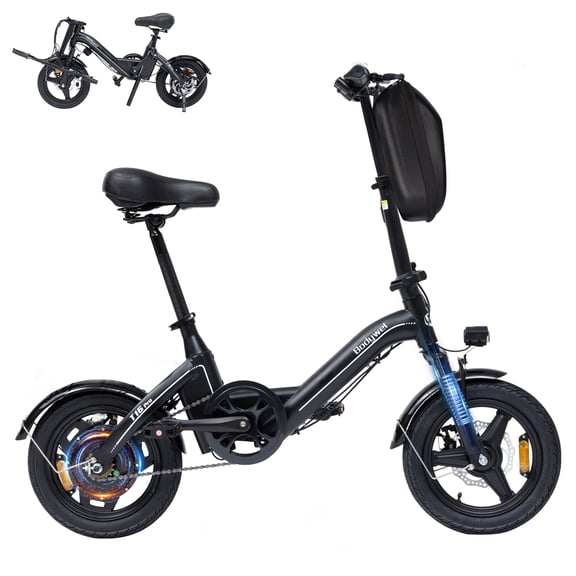 14" Folding E Bike for Adults, 750W Motor, Electric Bicycle Dual Disc Brakes, Electric Bike for Urban Commute Bodywel T16pro Black